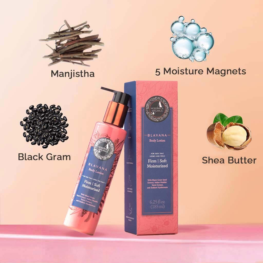 Blavana Body Lotion - Moisturizes, Softens, Firms Dry, Aging, Crepey Skin - Revolutionary Formula with Black Gram - Best Body Lotion for Mature Body Skin - With Clinically Proven Ingredients