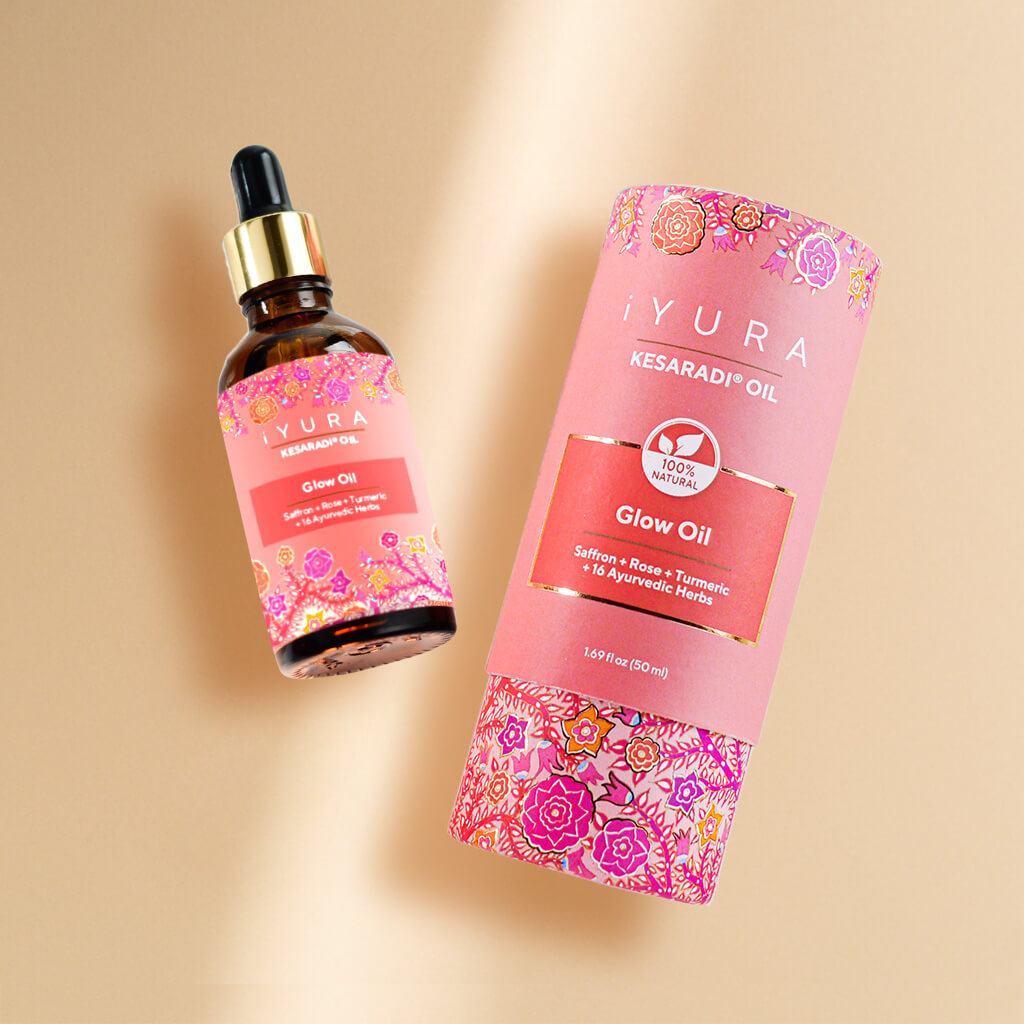 Saffron Brightening Face Oil - 5,000 Year Old Ayurvedic Recipe - 100% Natural Face Oil with Saffron, Turmeric, Rose - Best Moisturizer for Dry, Sensitive Skin - Kesaradi Face Oil