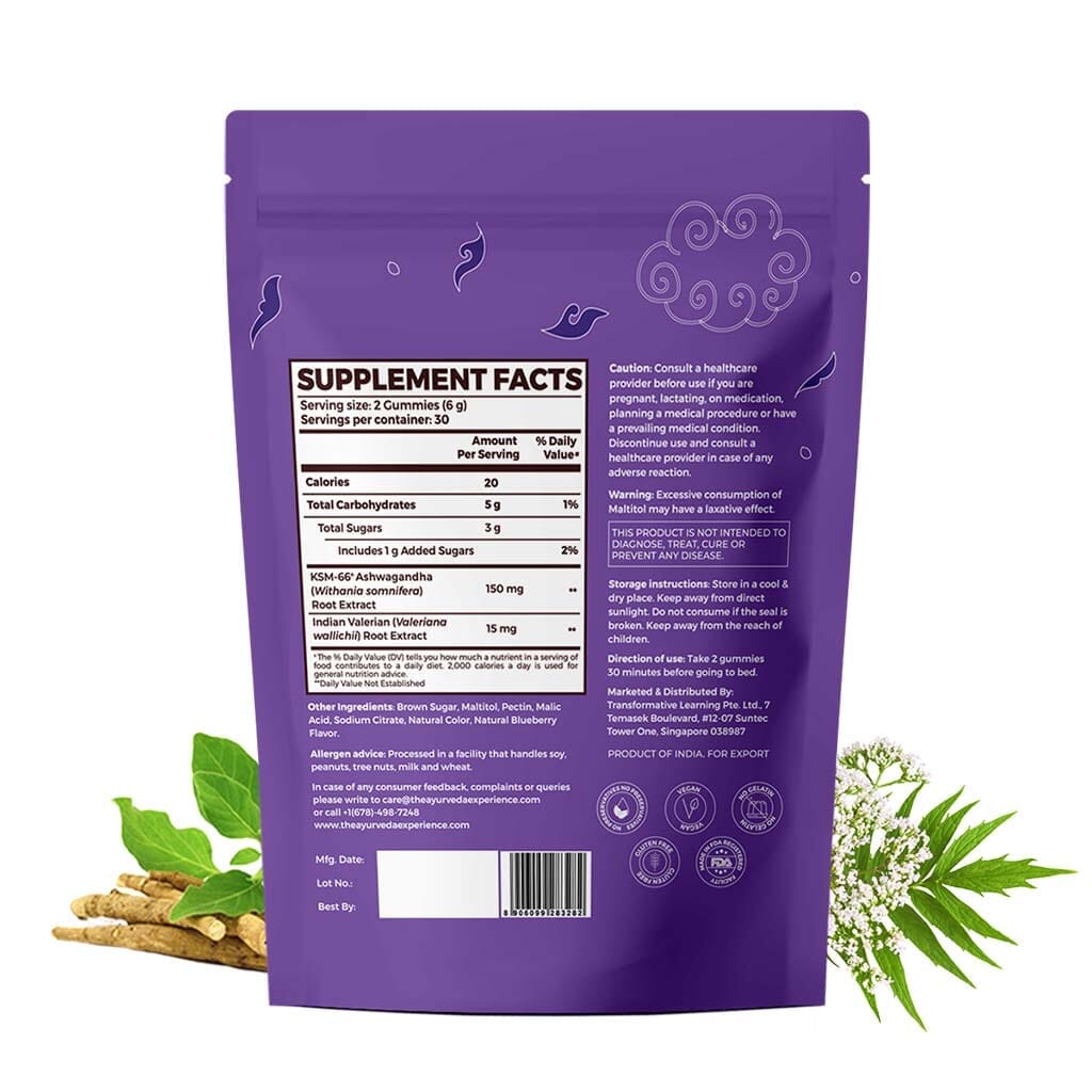 Sleep Gummies with KSM 66 Ashwagandha and Valerian Root for Blissful Sleep - Pack of 2