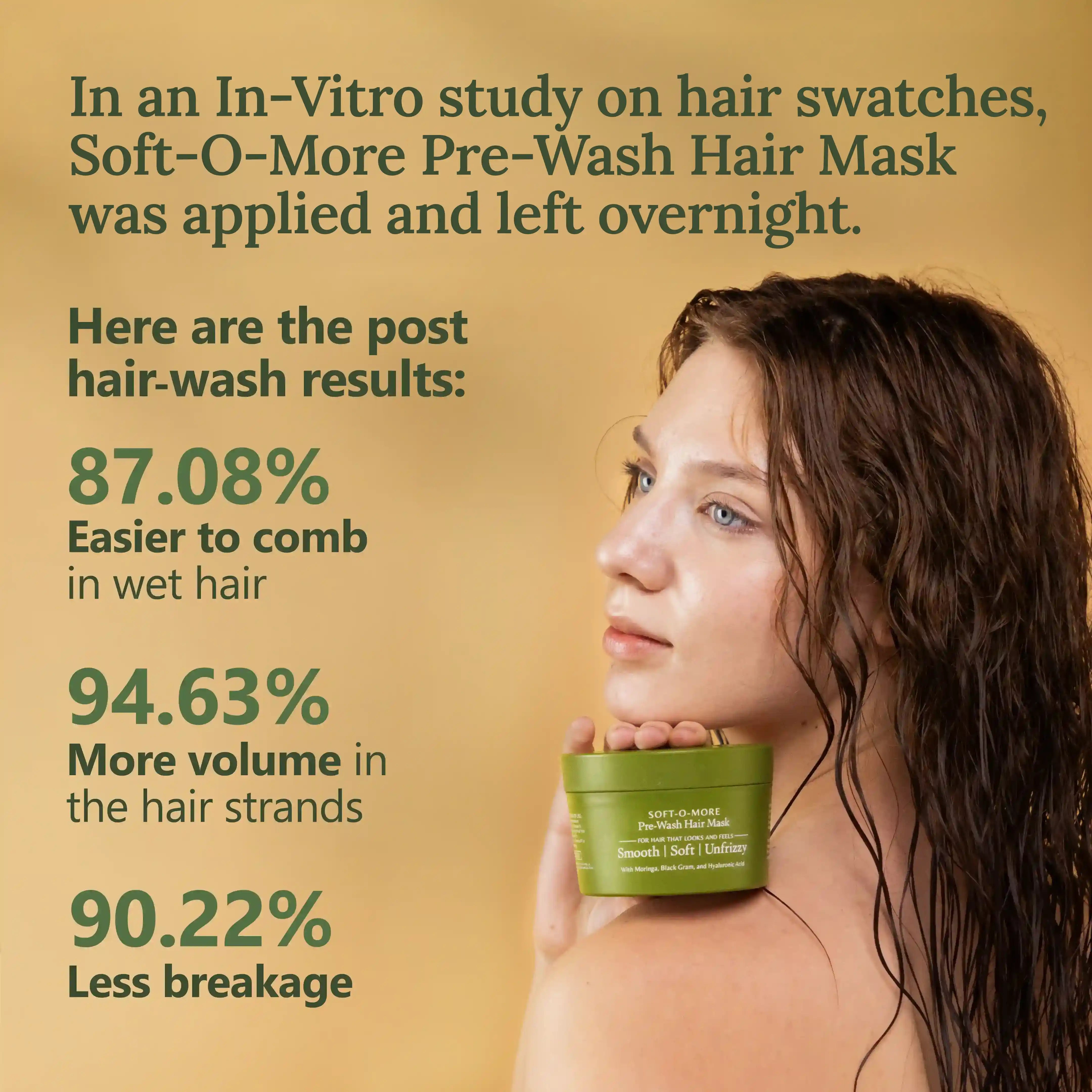 Soft-O-More Pre-Wash Hair Mask – Smooths, Softens, and Unfrizzes the look of Dry, Dull, Aging Hair – Revolutionary Formula with Moringa and Black Gram – Best Pre-Shampoo Hair Mask For Mature Hair
