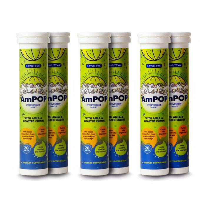AmPOP for Quick Relief - The Only Ayurvedic Effervescent with 1500mg Amla Extract and Roasted Cumin- Pack of 3
