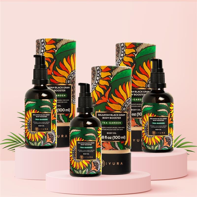 Balaayah Black Gram Body Booster - Tea-Garden Blend - Bestselling Body Oil For Dry, Mature, Aging Skin - Pack of 3