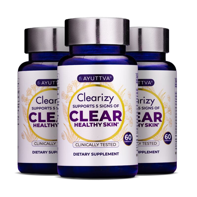 Clearizy Capsules - Powerful Acne Supplement - 5-in-1 Acne Control | Clean Label 100% Natural | Fast Acting Long Lasting - Pack of 3