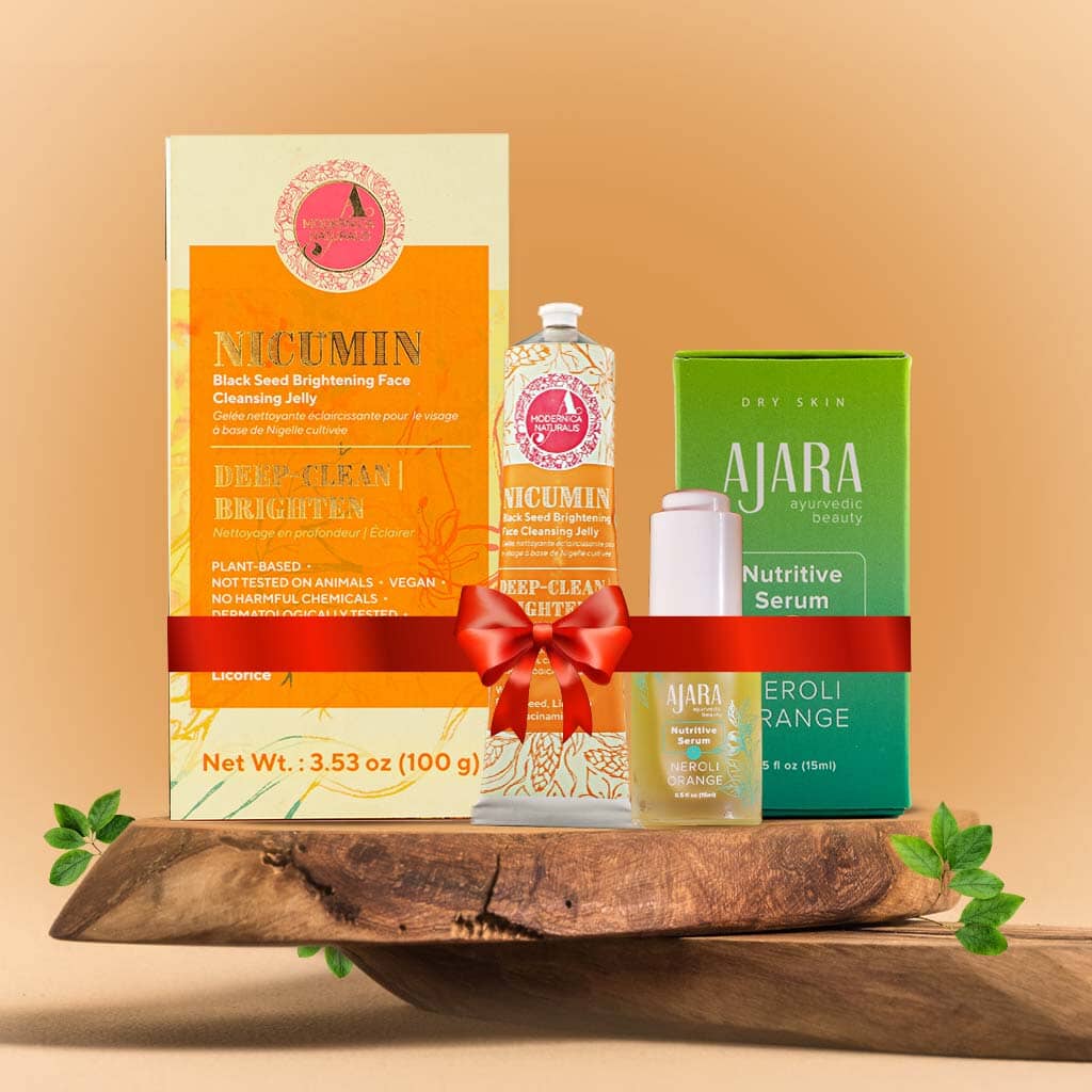 FREE SEASON OF AYURVEDA GIFT: Brightness Booster Duo - Full-Sizes of Nicumin Black Seed Brightening Face Cleansing Jelly & Neroli Orange Nutritive Serum worth $70 USD!